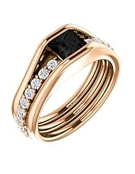 14K Rose Gold Princess Cut Black and White Diamond Ring -- LIFETIME WARRANTY