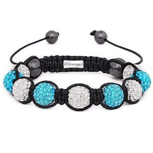 Shamballa Bracelet with Blue & White Crystal Disco Balls
