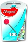 Maped Map Pins in Reusable Plastic Case, 100 Pins per Box, Assorted Colors (346011ZC)