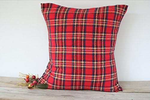 Christmas Plaid Pillow Cover, Red Tartan Pillow Cushion, Royal Stewart Pillow Cover 18x18