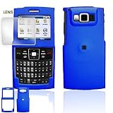 Samsung i325 Cell Phone Dark Blue Rubber Feel Protective Case Faceplate Cover With Lens