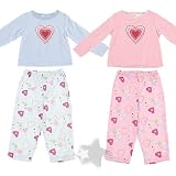 Heart Set of Two Fleece Pajamas for Toddlers and Girls
