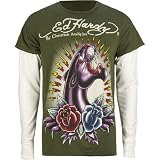 ED HARDY Panther & Roses Mens T-Shirt