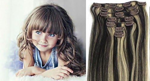 Fashion Hairstyle Clip in Remy Human Hair for Beauty Women's Accessories in 43cm 75 Gram - Natural Black & Platinum Blonde #1B/613