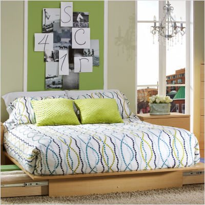 Step One Collection Full/Queen Platform Bed (54/60) in Natural Maple Finish By South Shore Furniture