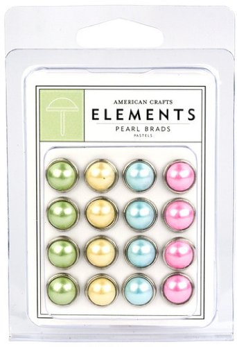American Crafts Elements Pearl Brads, Pastels