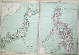 1872 BLACKIE GEOGRAPHY MAPS JAPAN PHILIPPINE ISLANDS
