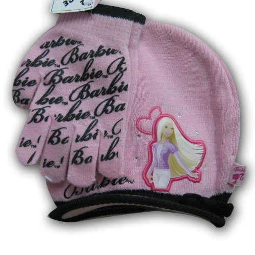 Girl's Barbie Knit Radar Hat and Glove Set (4-14)