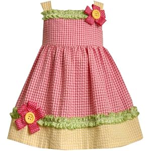 Bonnie Jean Girls 2-6x Seersucker Dress With Flower Ribbons