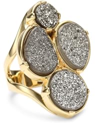 Marcia Moran "Illume" Titanium Druzy Round and Drop Shapes Vertical Ring, Size 7