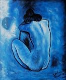 Art Reproduction Oil Painting - Picasso Paintings: Blue Nude - Classic 20 X 24 - Hand Painted Canvas Art