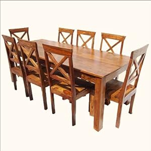 9pc Casual Solid Wood Elegant Dining Room Table And 8 Formal Chairs Furniture