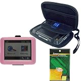 Garmin GPS Bundle Pack Combo: Pink Silicone Skin, Black EVA hard shell case, and a Screen Protector / Guard with Lint Cleaning Cloth for use with Garmin Nuvi 200, 250, 260, 270, 205, 255, 265T, and 275T models