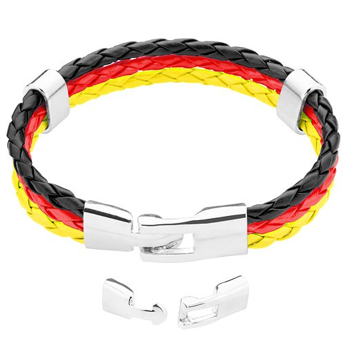 Taffstyle® Stylisches Armband PU Lederarmband Kordelarmband Fan Artikel Fussball Weltmeisterschaft 2014 WM & EM Länder Style geflochten – Deutschland – 21cm