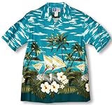 Martini Sky Men's Hawaiian Aloha Border Print Shirt