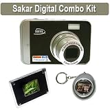 Sakar 7.1 MP Black Digital Camera With 3X Optical Zoom + Digital Picture Frame + Digital Keychain Photo Viewer
