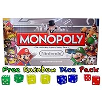 Nintendo Monopoly Board Game - Collector's Edition w/ Free Rainbow Dice Pack