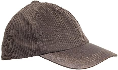 Brown Corduroy Baseball Cap w/ Brown Faux Leather Brim, Adjustable up to XL