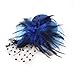 SODIAL(R) Ladies Blue Bowknot Feather Mesh Veil Hat Style Alligator Hair Clip