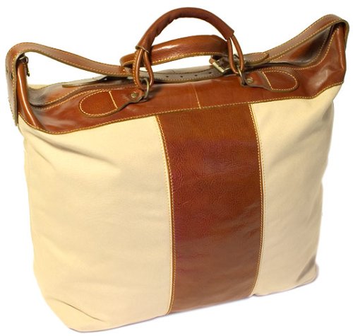 Floto Leather and Canvas Duffle tote bag luggage