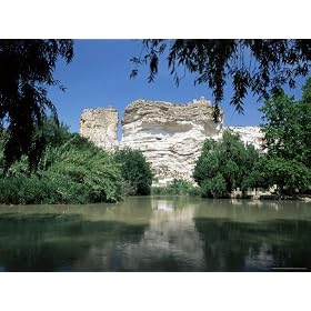 View to Castle on Top of Chalk Cliffs Above the Jucar River, Albacete, Spain Photographic Poster Print by Ruth Tomlinson, 16x12