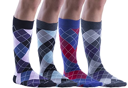 Kingly Big and Tall Large Fashion Dress Socks for Men, King Size (4 Pack, Argyles (4 Packs))