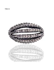 19*12mm Sterling Silver Diamond Pave Spacer Bead Finding Antique Jewelry