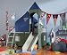 Boys Blue & Green Twin Tent Bunk Bed with Slide