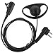 TENQ D Shape Earpiece Headset PTT for Motorola Two Way Radio Walkie Talkie 2pin(5 Packs)
