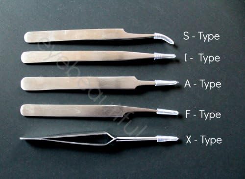 Eyelash Extension Professional Straight & Curved Tweezers (F- Type Tweezers) by iBeautiful
