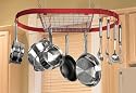 Kinetic 12025 Oval Wrought Iron Pot Rack, Red
