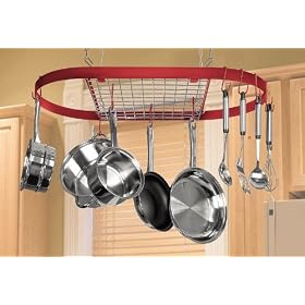 Classicor Red Wrought Iron Oval Pot Rack