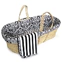 Tadpoles Damask Moses Basket in Black and White