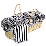 Tadpoles Damask Moses Basket in Black and White