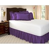 Queen Grape Ruffled Bed Skirt with 14" Drop