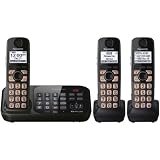 Panasonic KX-TG4743B DECT 6.0 Cordless Phone with Answering System, Black, 3 Handsets