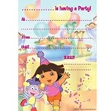 Lot de 20 Fiches Invitations Dora Exploratrice - Anniversaire Enfant