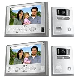 SVAT VIS300-7M2 Hands Free 2-Wire Color Video Intercom Surveillance System with 7" LCD Monitor and Outdoor Night Vision Security Camera - Bonus Pack of 2