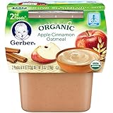 Gerber Organic 2nd Foods, Apple Cinnamon Oatmeal, 2 Count, 3.5 Ounce (Pack of 8)