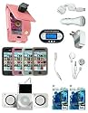 14-piece FULL ACCESSORY BUNDLE SET for Apple iPhone 1st Generation: iPhone Pink Flip Leather Case + Pink silicone skin case + Clear Silicone skin case + Smoke Silicone skin case+ Black Silicone skin case+ FM Transmitter + Foldable Speaker + USB Wall Charger + USB CAR Charger + retractable USB SYNC/Data Cable + Premium White Stereo Headphone + 2XScreen Protecto+ iPhone Headphone Adapter Cable