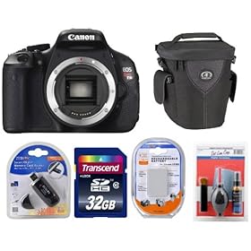 Canon EOS T3i Digital Camera Body + Transcend 32 GB Class 10 SD Card + Memory Card Reader + Tamrac 3330 Black Bag/Case + Extra Battery + Cleaning Kit