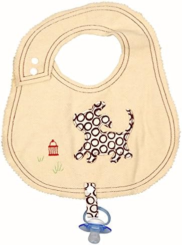 Organic Unisex-Baby Bib and Pacifier Holder Combo by Empress Arts (Puppy)