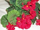 THREE 18" Artificial Geranium Flower Bushes in Red for Home, Garden Decoration