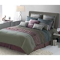 Jenny George JG101PCDCS4K Rainier Pieced Comforter Set With Iridescent Pleating King