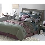 Jenny George JG101PCDCS4K Rainier Pieced Comforter Set With Iridescent Pleating King