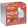 Memorex 16x DVD-R Media - 4.7GB - 120mm Standard - 20 Pack Slim Jewel Case