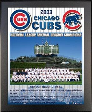 Black 11x13 2003 Division Champions Chicago Cubs Championship Team Photo Plaque