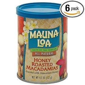 Mauna Loa Macadamia Nuts, Honey Roasted, 4.5-Ounce Cans (Pack of 6)