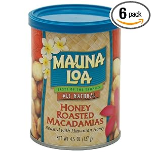 Mauna Loa Macadamia Nuts, Honey Roasted, 4.5-Ounce Cans (Pack of 6) by Mauna Loa