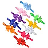 10個入り 弾性 フローラル 女赤ちゃん ボウヘアバンド グログランリボン 頭飾り